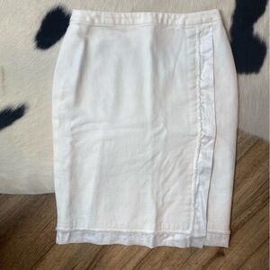 Escada white wool linen blend pencil skirt